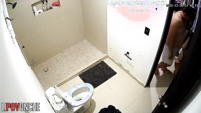 Hidden camera from shower shows how juicy girl gets ready for meetings