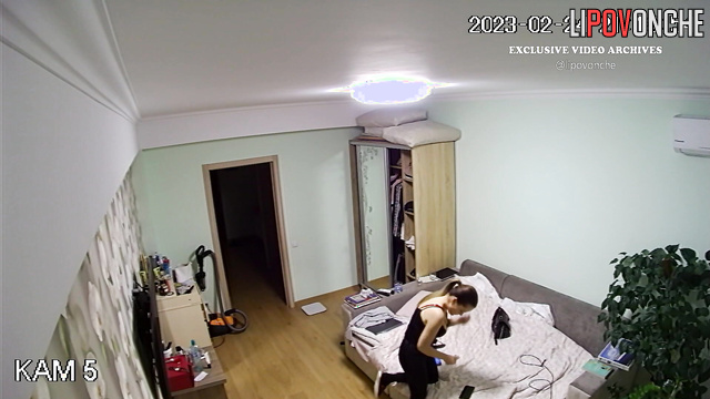 Sexy brunette does sport exercises in nice panties