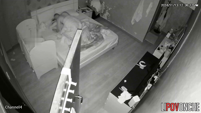 Spy camera fixed hot movements under the blanket, look