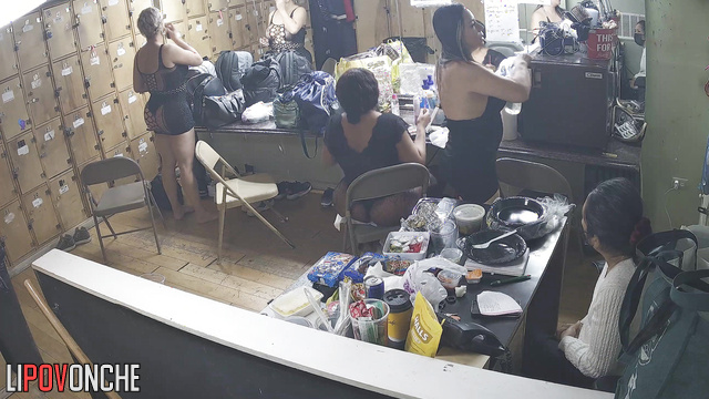 Sexy strippers preparing to go on stage (spy cam)