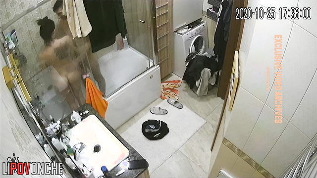 Couple got used to taking a shower together every morning